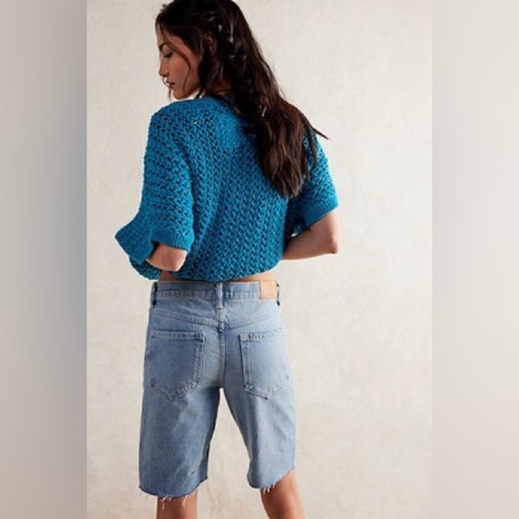 *NWT* Free People We The Free Ghost Town Long Shorts, Size 24, Denim Jeans - Picture 4 of 12